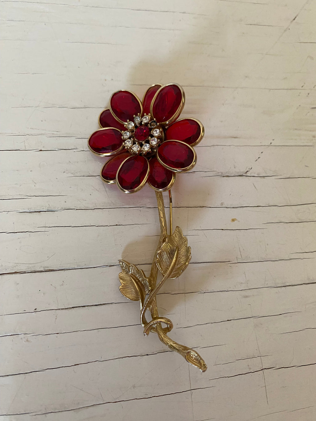 Large Red Flower Brooch