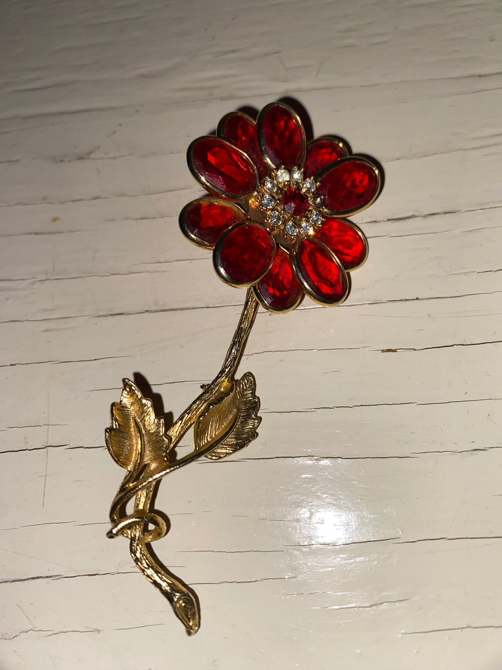 Large Red Flower Brooch