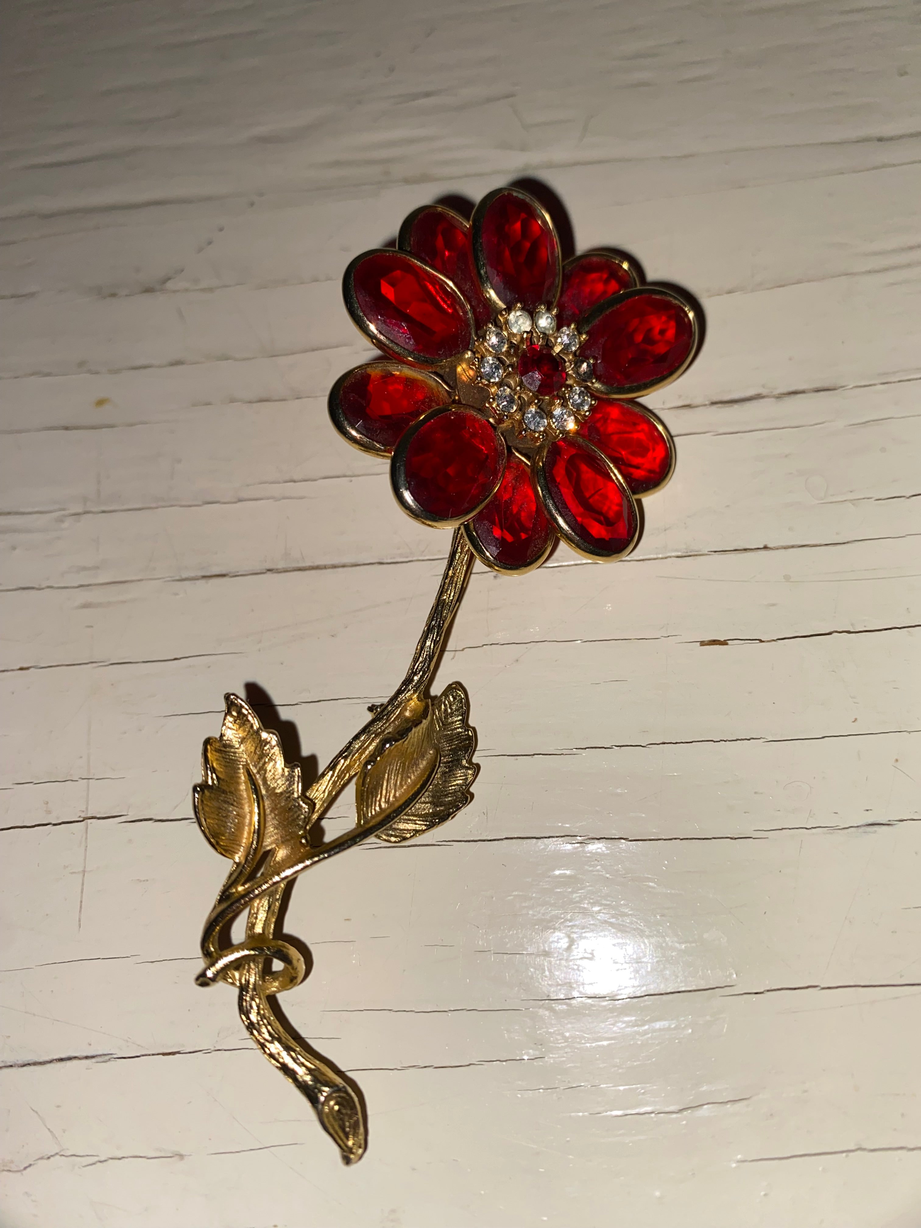 Large Red Flower Brooch
