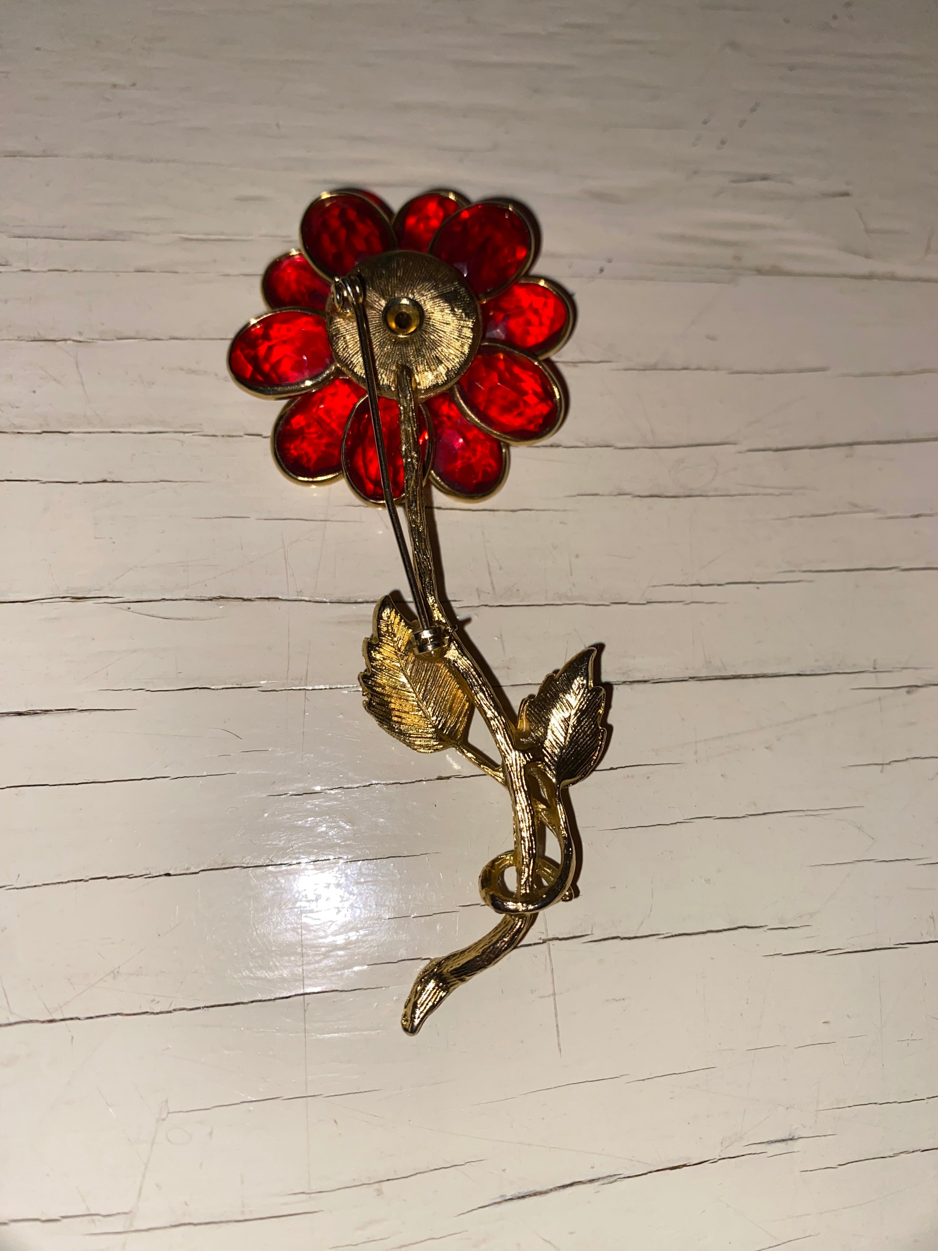 Large Red Flower Brooch