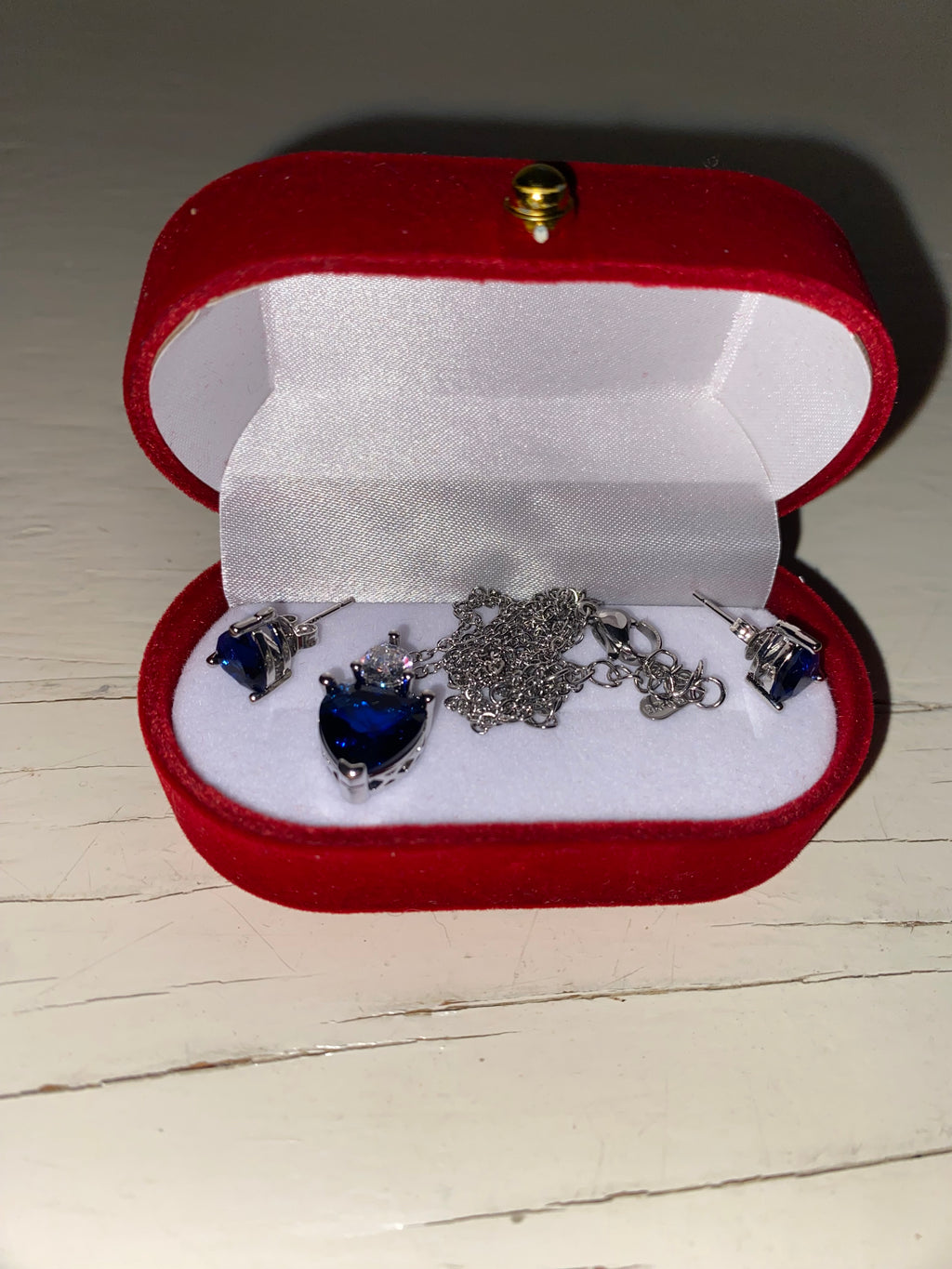 .925 Blue Glass Necklace and Earring Set