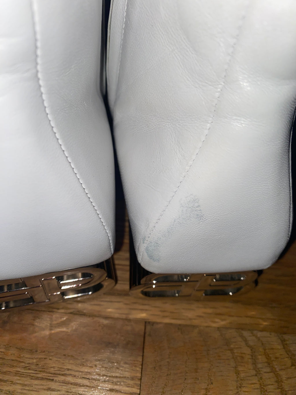 Authentic Balenciaga Typo BB White Leather Ankle Boots 38.5