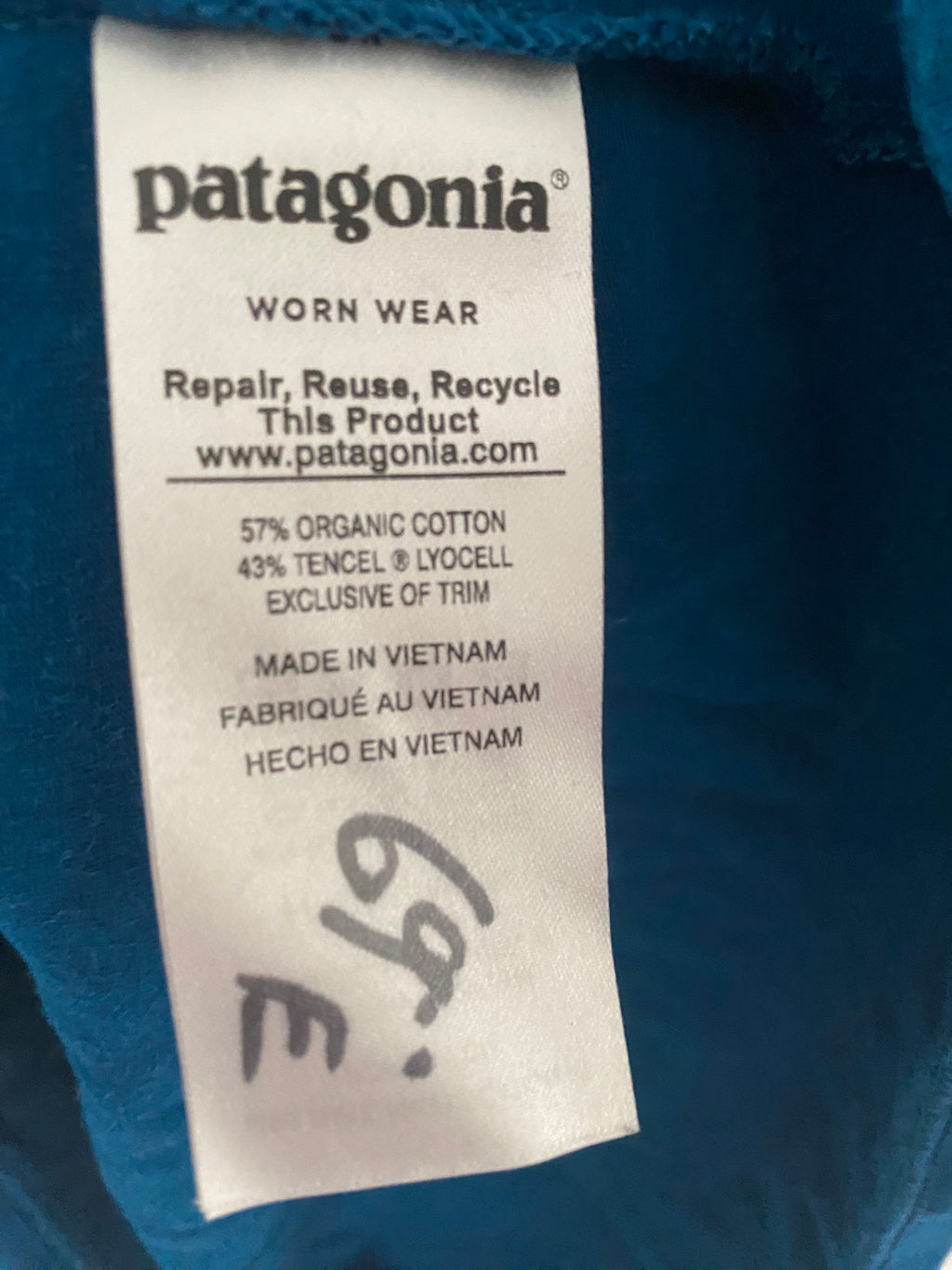 Patagonia Blue 3/4 Length Sleeve