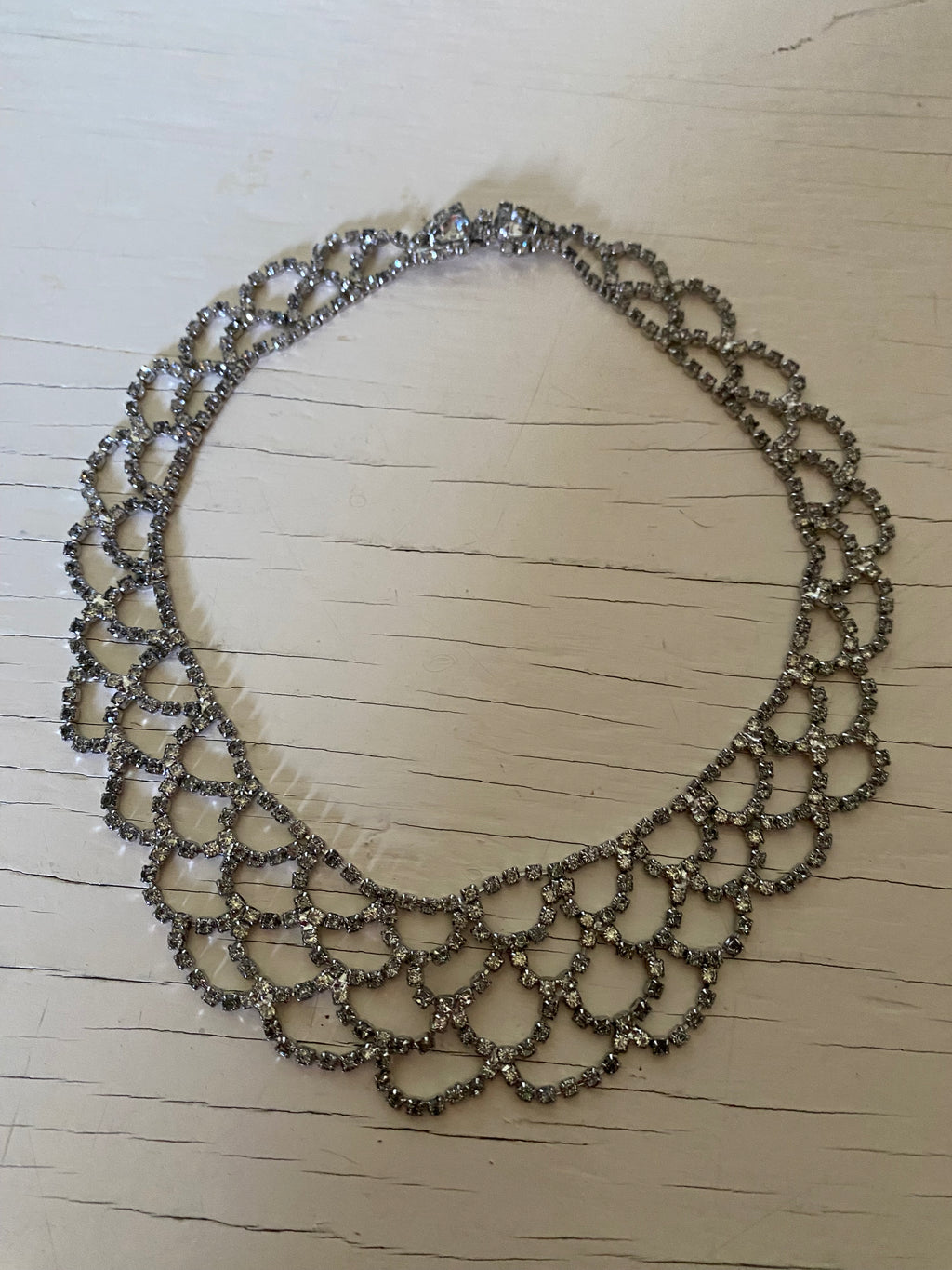 Vintage Rhinestone Scalloped Necklace