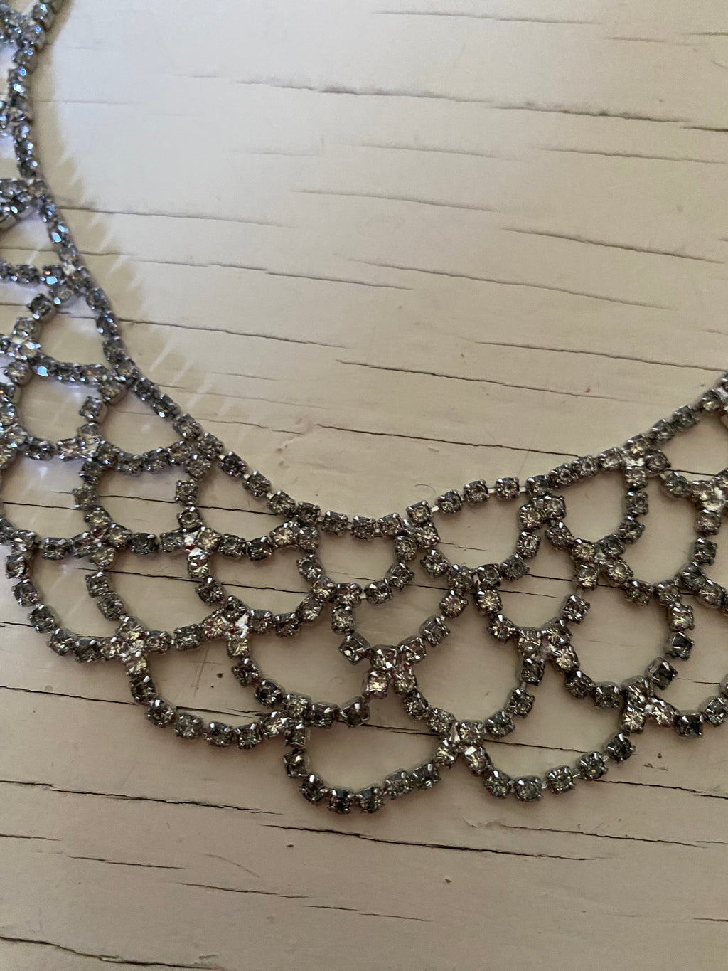 Vintage Rhinestone Scalloped Necklace