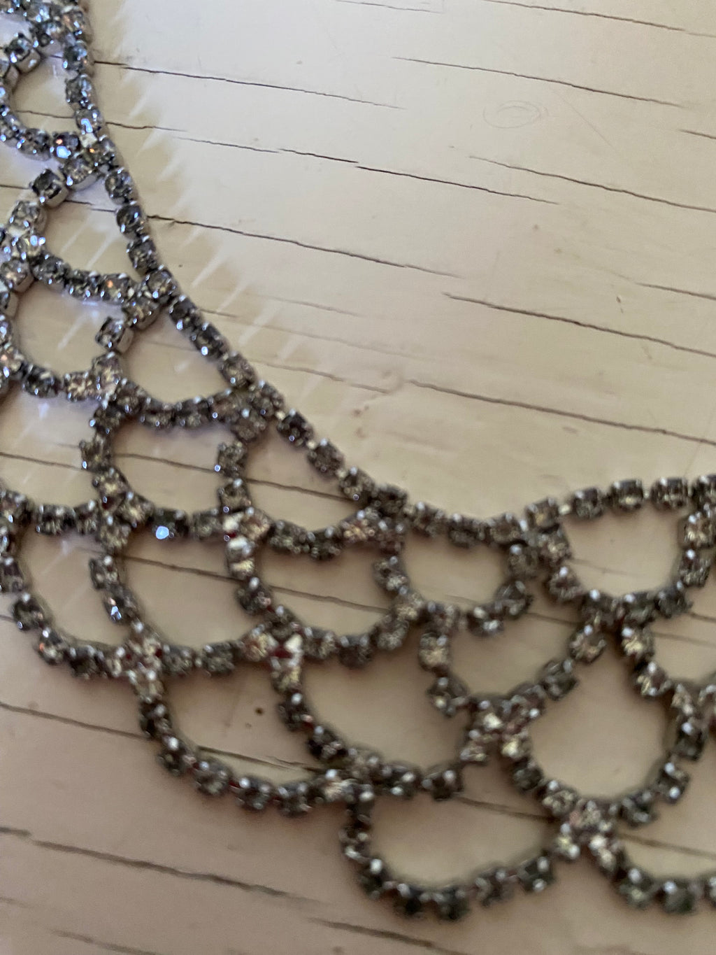 Vintage Rhinestone Scalloped Necklace