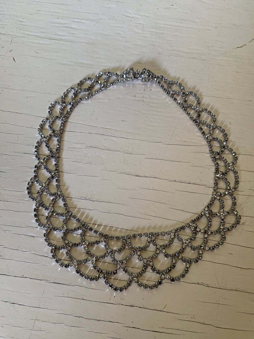 Vintage Rhinestone Scalloped Necklace