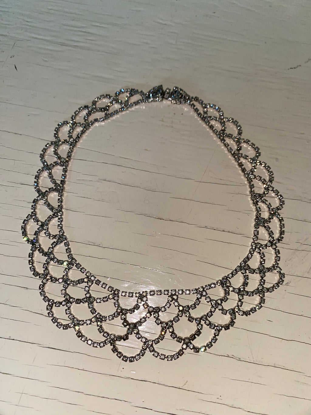 Vintage Rhinestone Scalloped Necklace