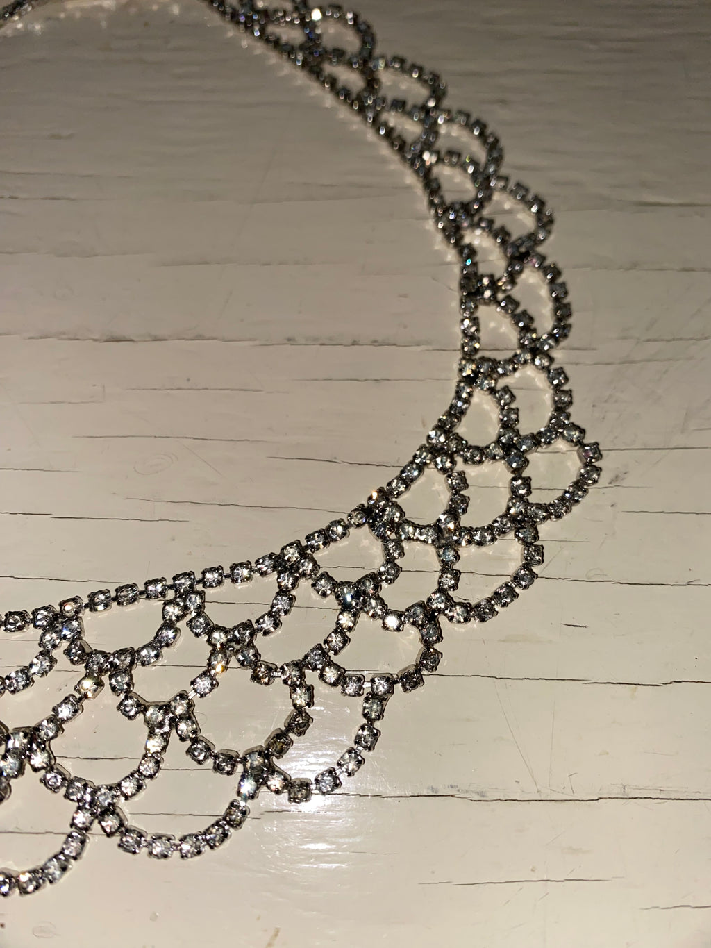Vintage Rhinestone Scalloped Necklace