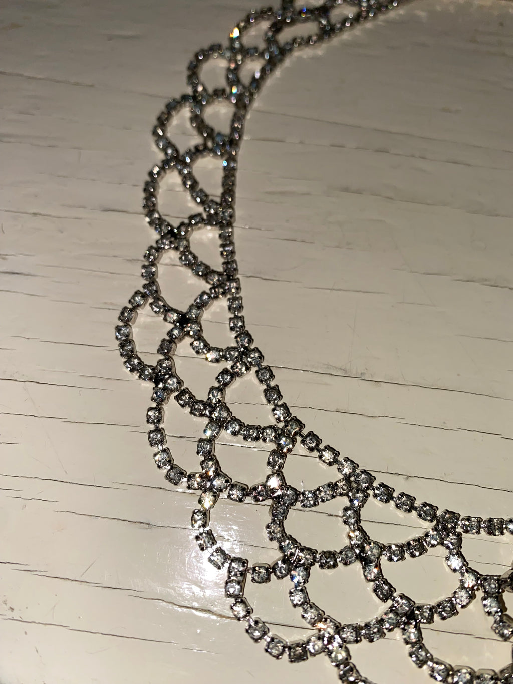 Vintage Rhinestone Scalloped Necklace