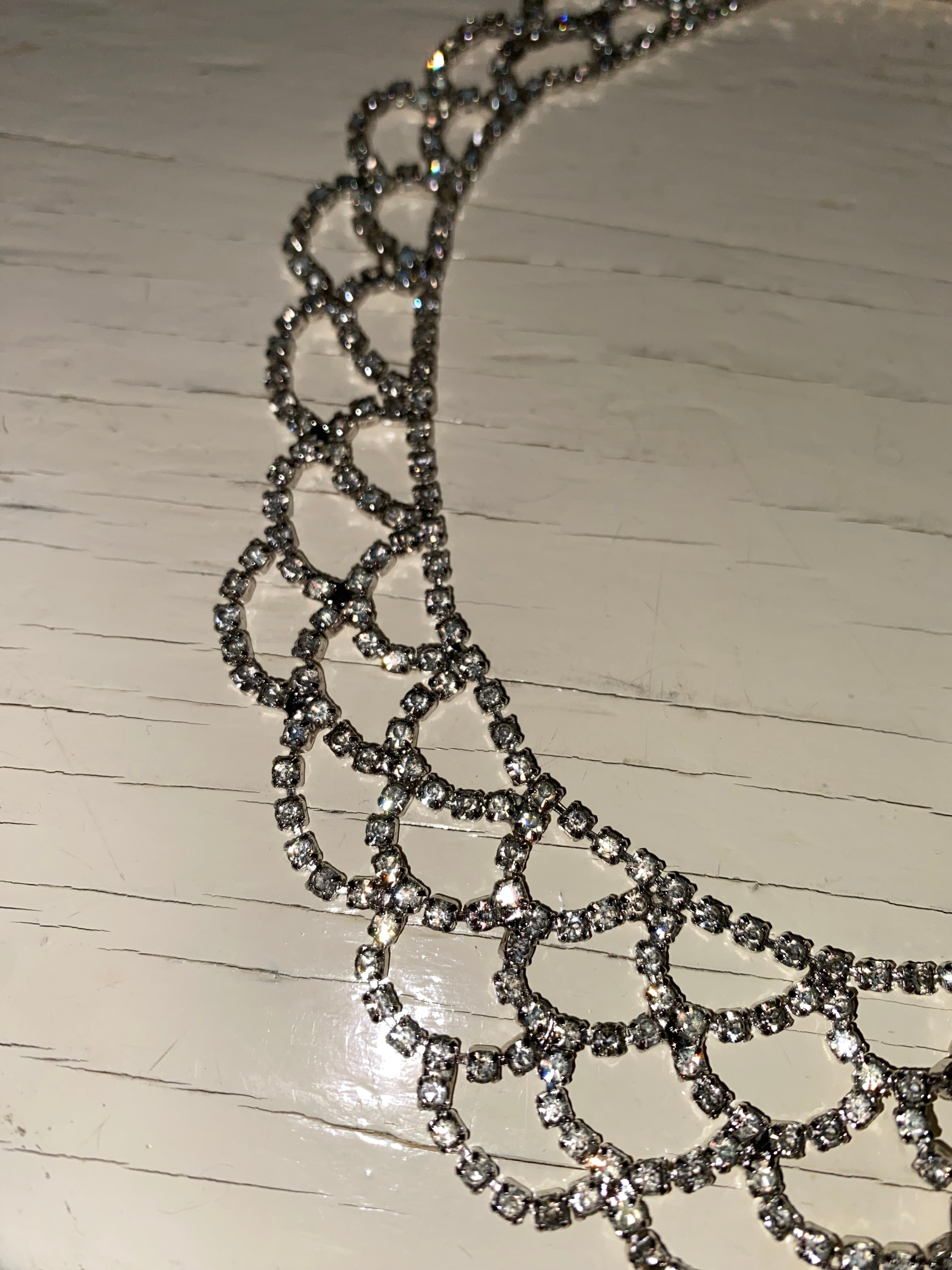 Vintage Rhinestone Scalloped Necklace