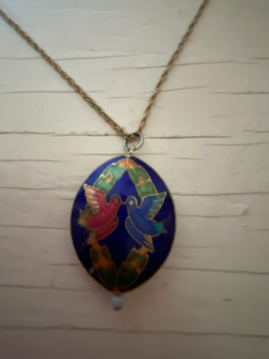 Vintage Cloisonné Pendant on Chain