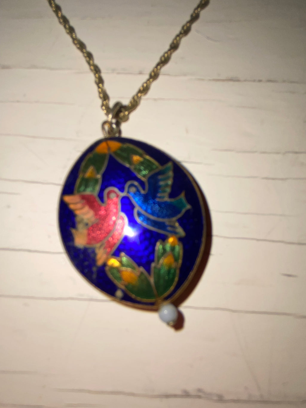 Vintage Cloisonné Pendant on Chain