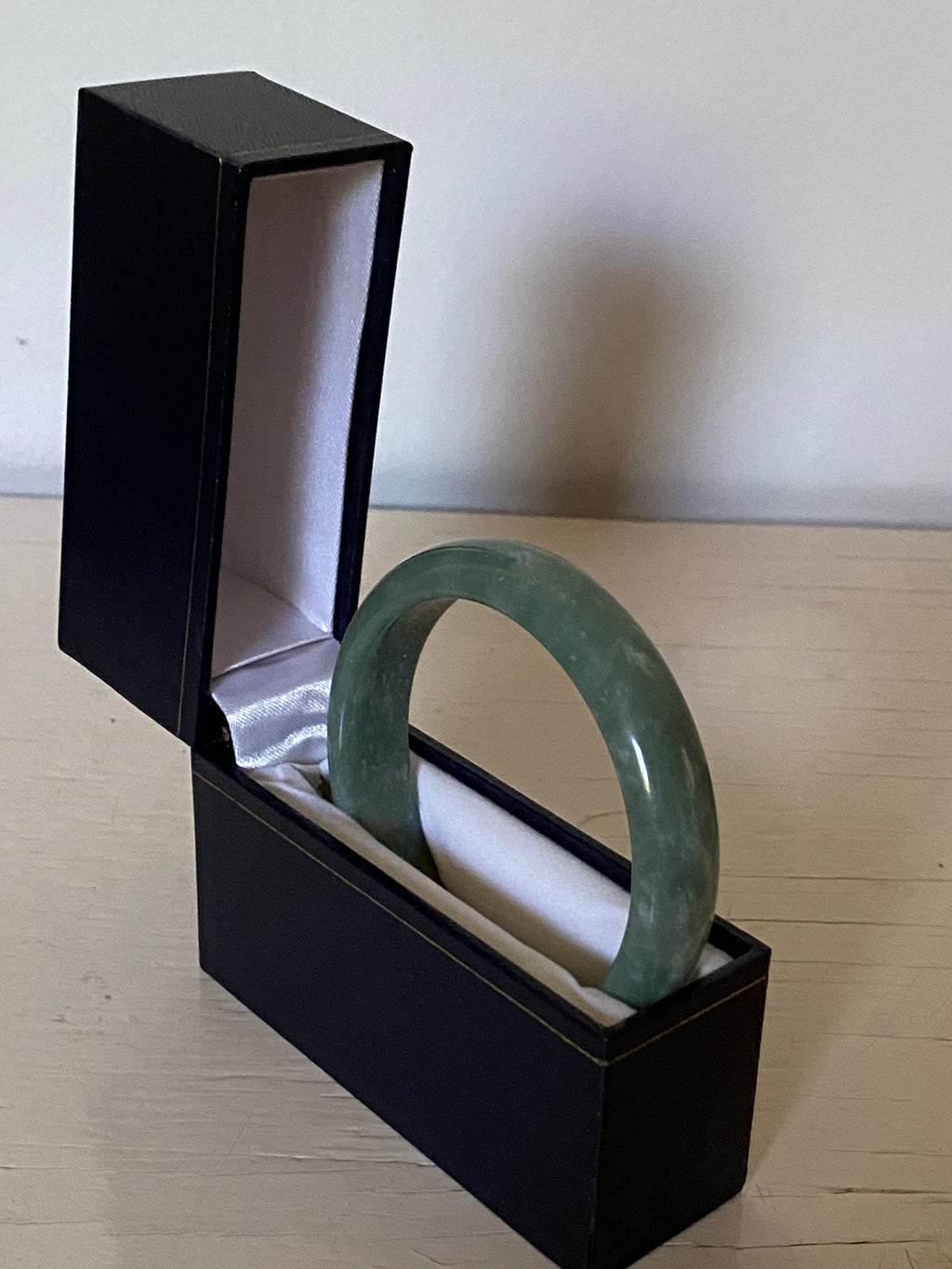 Natural Green Jade Bangle with Box