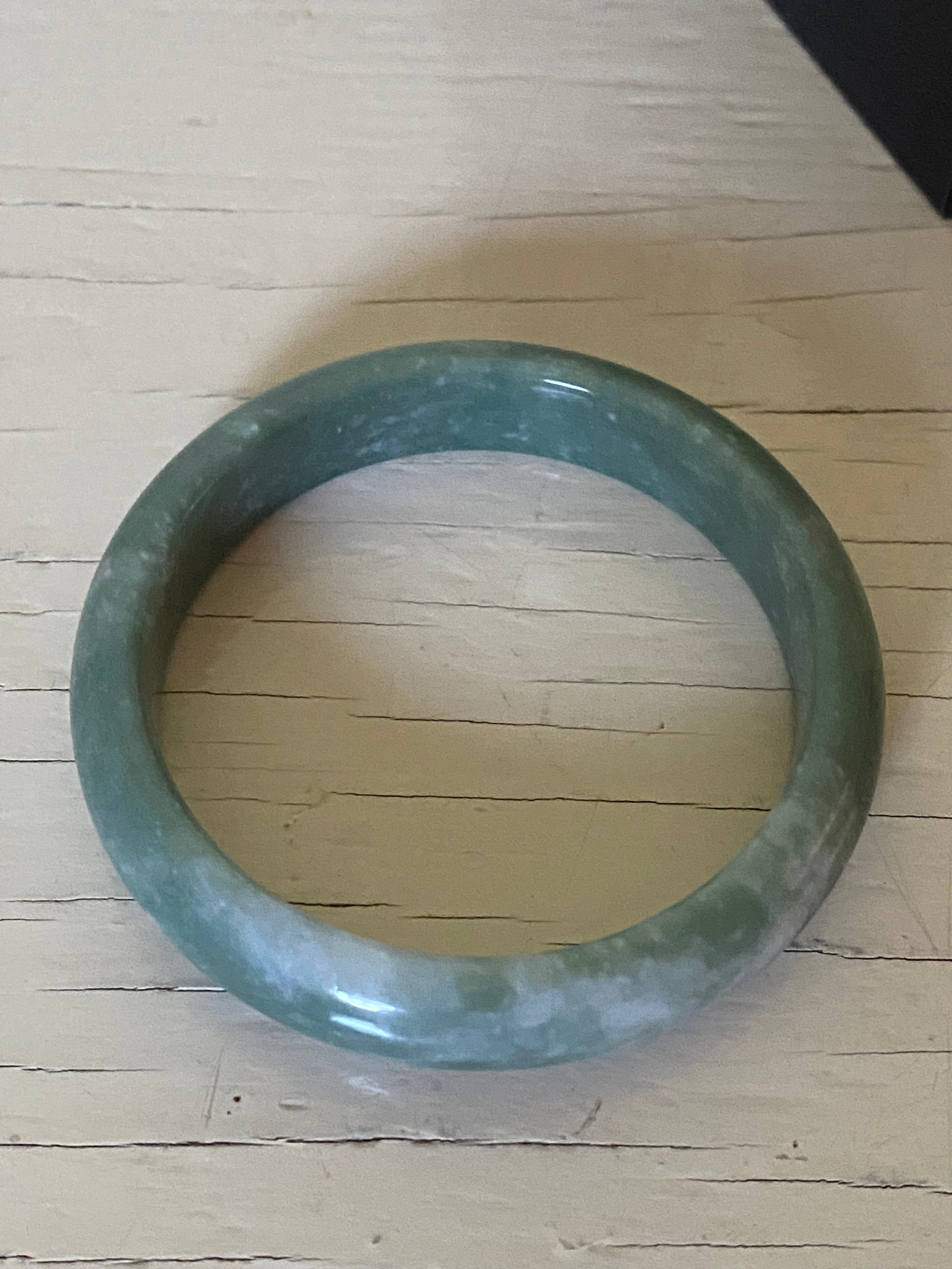 Natural Green Jade Bangle with Box