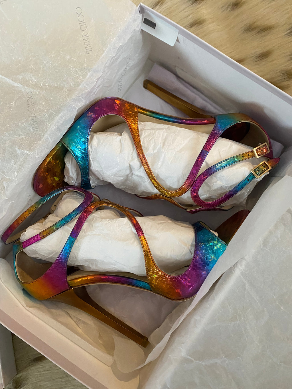 Jimmy Choo Panama Rainbow Snakeskin Stilettos