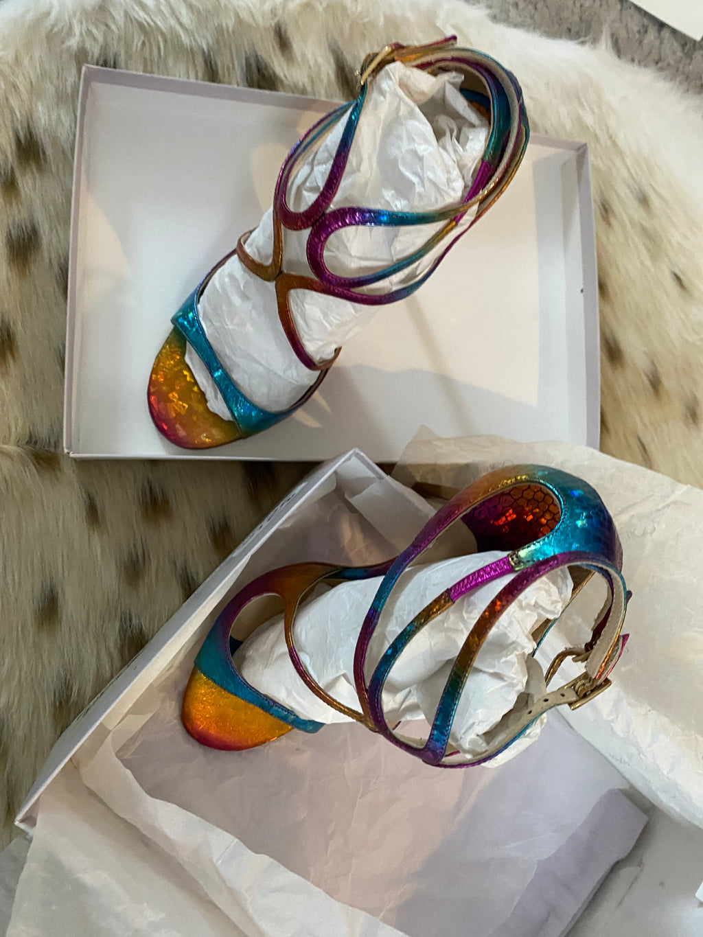 Jimmy Choo Panama Rainbow Snakeskin Stilettos