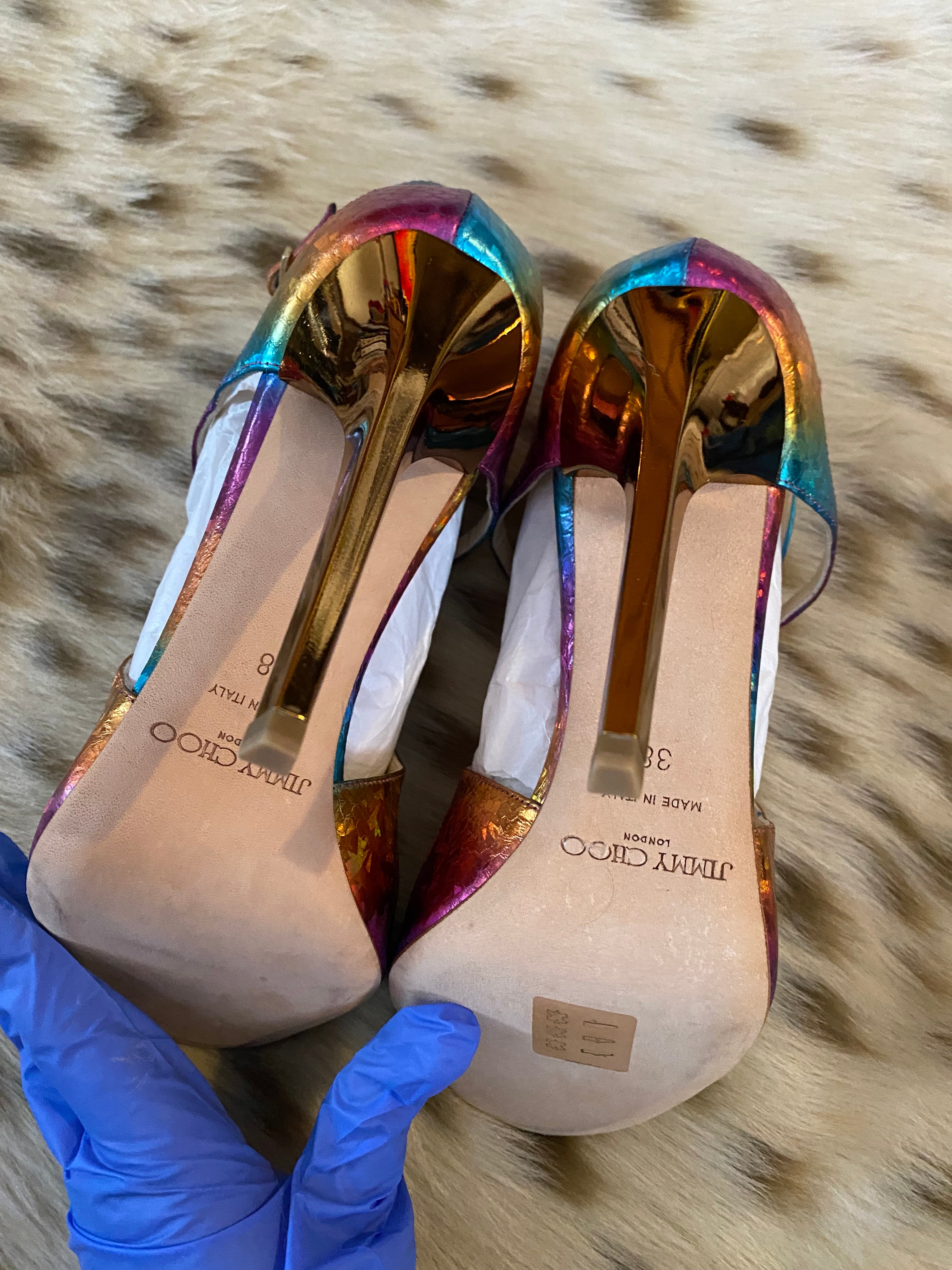 Jimmy Choo Panama Rainbow Snakeskin Stilettos