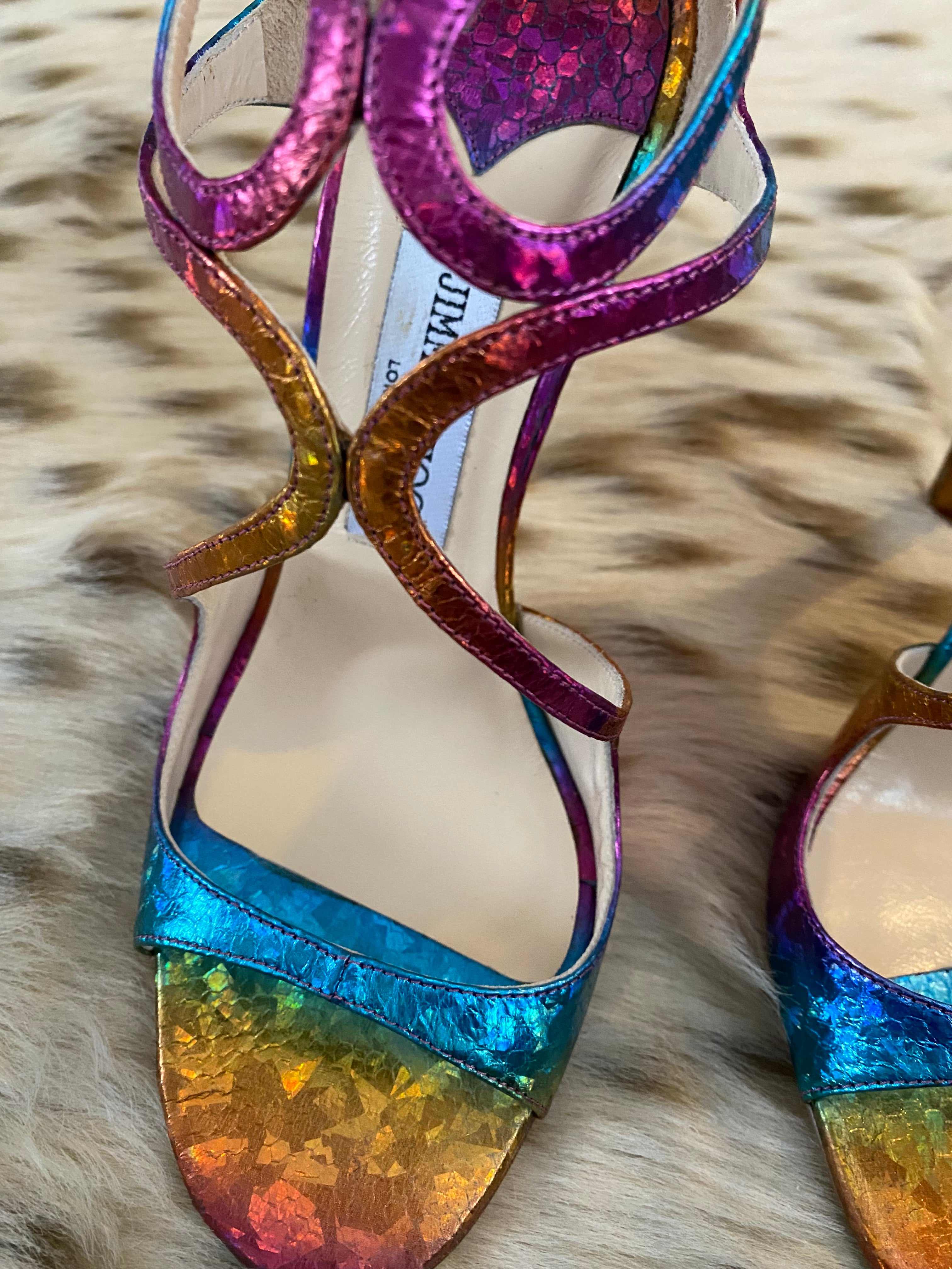 Jimmy Choo Panama Rainbow Snakeskin Stilettos