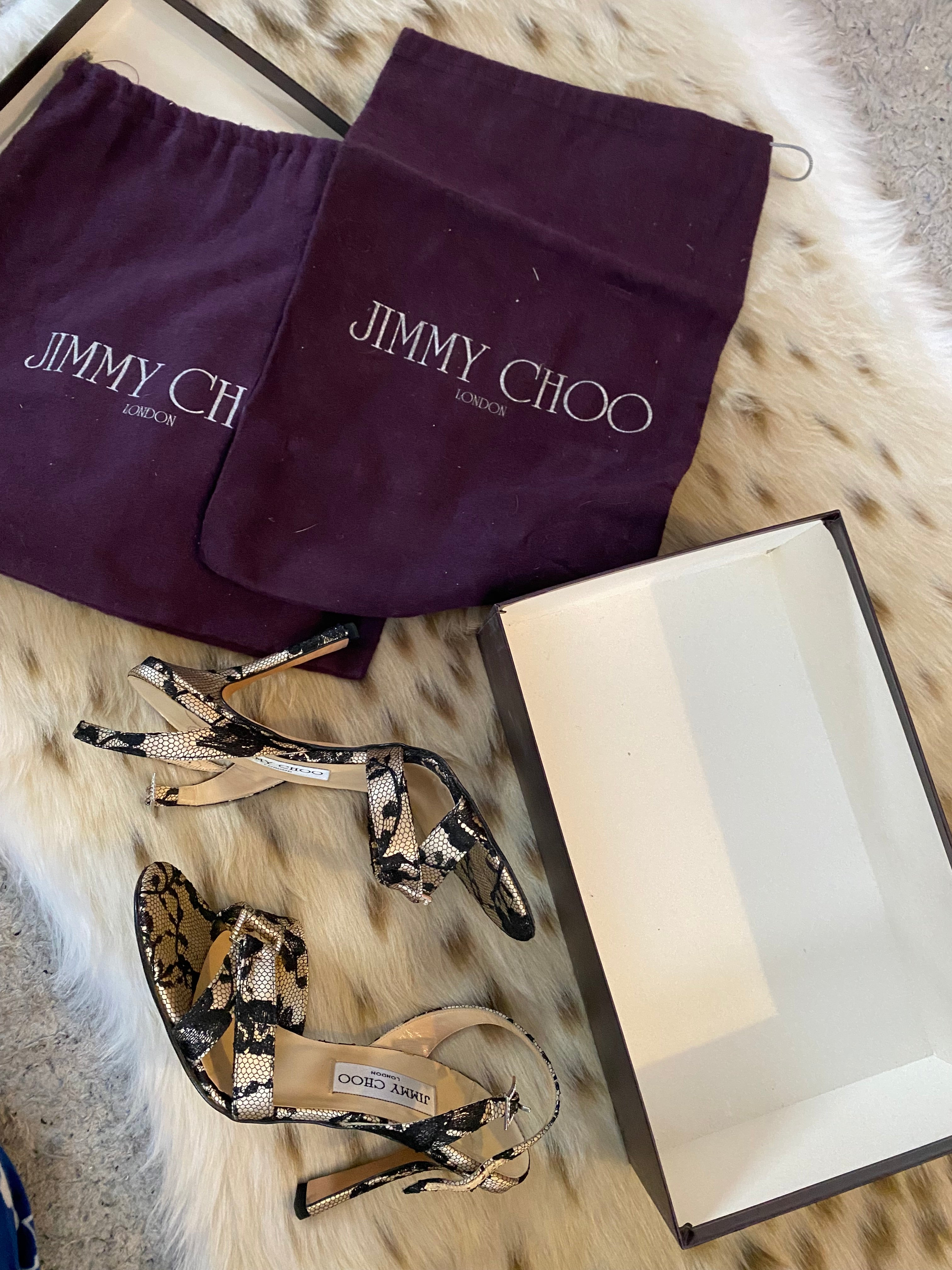 Jimmy Choo Pink Satin and Black Lace Stilettos