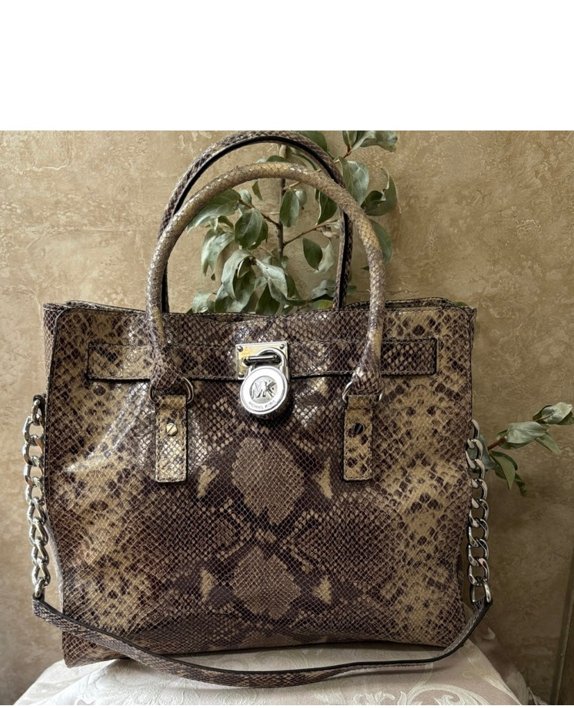 Michael Kors Hamilton Snakeskin Satchel Purse