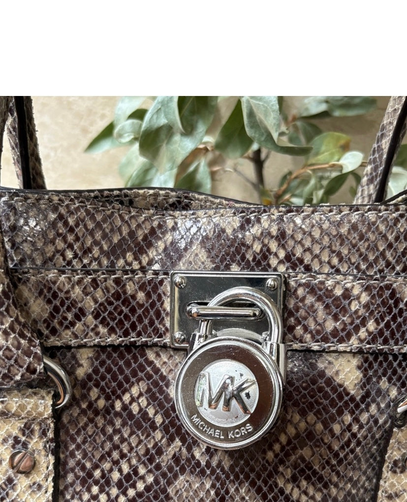 Michael Kors Hamilton Snakeskin Satchel Purse