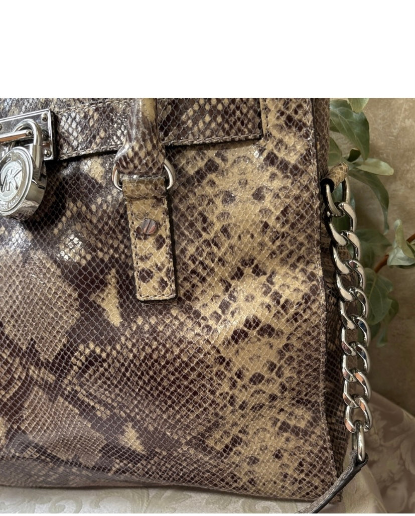 Michael Kors Hamilton Snakeskin Satchel Purse