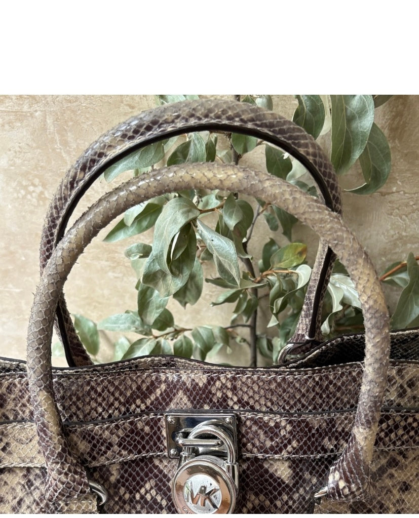 Michael Kors Hamilton Snakeskin Satchel Purse