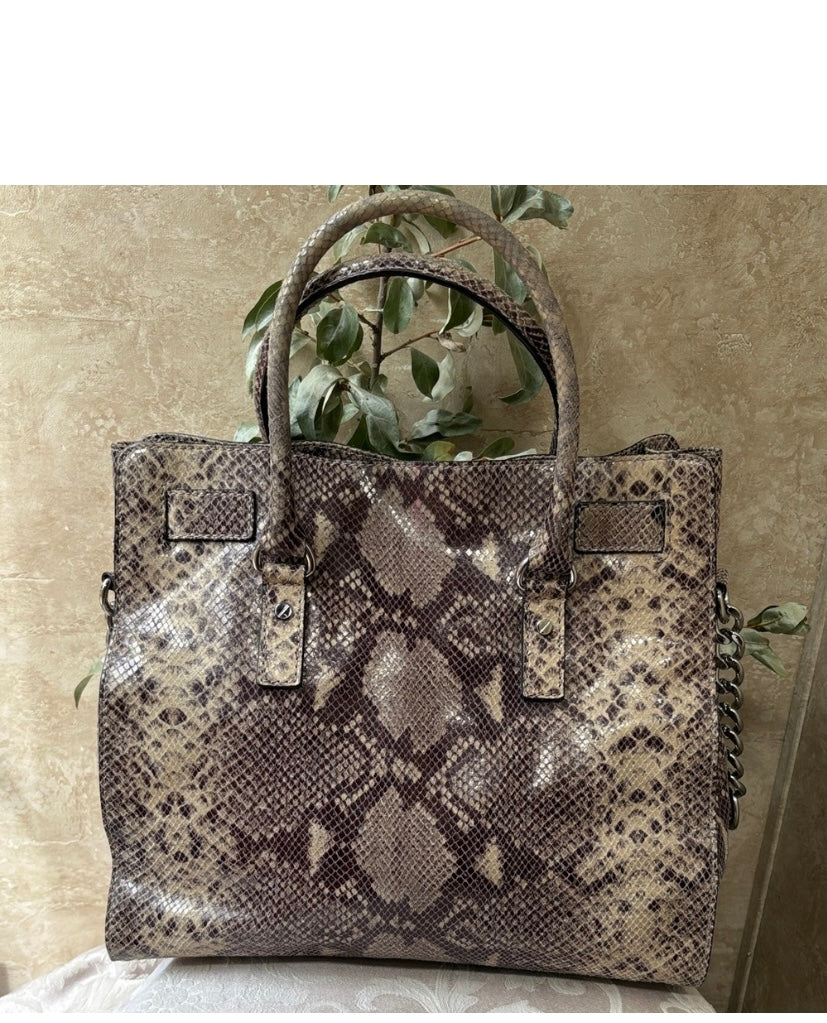 Michael Kors Hamilton Snakeskin Satchel Purse