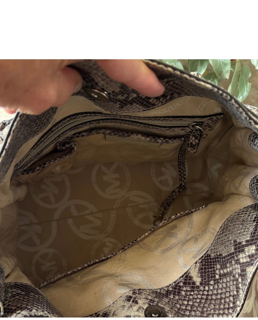 Michael Kors Hamilton Snakeskin Satchel Purse
